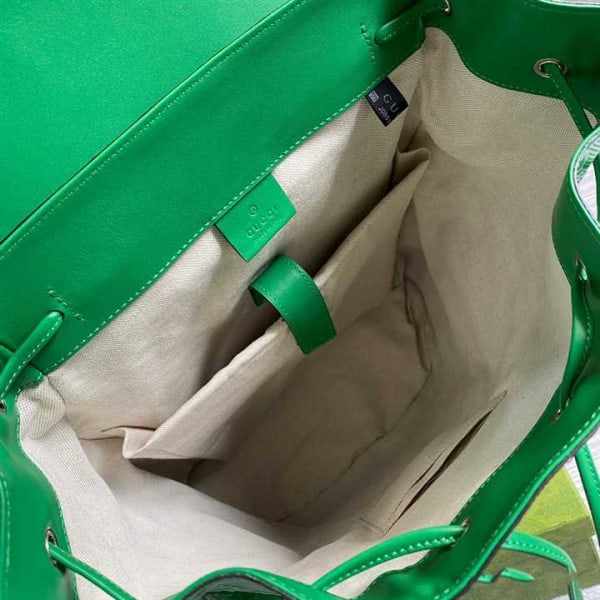 GG EMBOSSED BACKPACK IN GREEN LEATHER