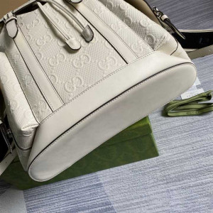 GG EMBOSSED BACKPACK IN WHITE LEATHER
