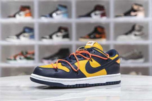 NIKE DUNK LOW OFF-WHITE UNIVERSITY GOLD MIDNIGHT NAVY - NK05