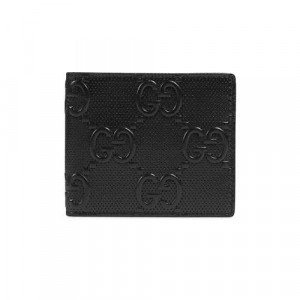 Gucci gg Embossed Wallet Black gg Embossed Leather Viscose Lining - WEG004