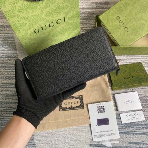 Gucci gg Marmont Leather Zip Around Wallet Black Metal Free Tanned Leather Double G - WEG003