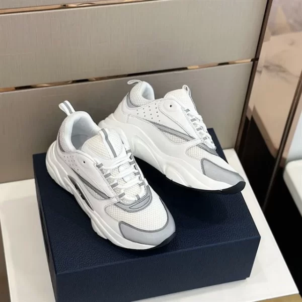 B22 Sneaker White Technical Mesh With White And Silver-Tone Calfskin - CDO82
