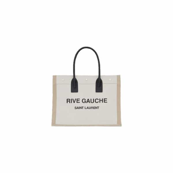 RIVE GAUCHE TOTE BAG IN LINEN AND LEATHER - WBY16