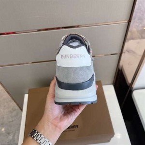 BURBERRY CHECK, SUEDE AND LEATHER SNEAKERS - BBR103