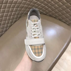 BURBERRY CHECK, SUEDE AND LEATHER SNEAKERS - BBR093
