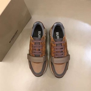 BURBERRY CHECK LACE-UP SNEAKERS IN BROWN - BBR095