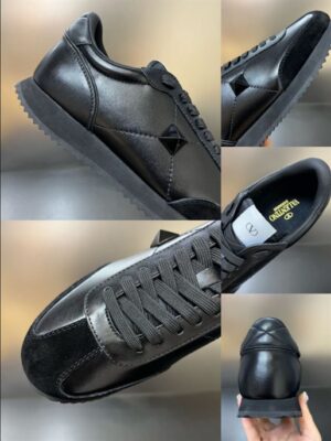 STUD AROUND LOW-TOP CALFSKIN AND NAPPA LEATHER SNEAKER - VLS001