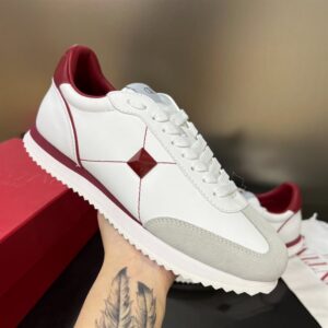 STUD AROUND LOW-TOP CALFSKIN AND NAPPA LEATHER SNEAKER - VLS002