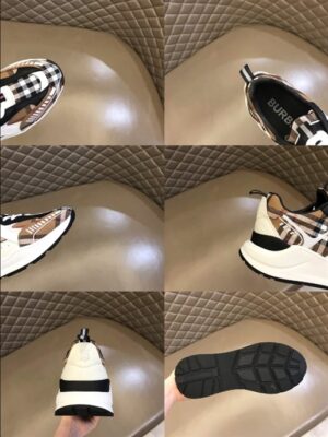 VINTAGE CHECK COTTON AND LEATHER SNEAKERS - BBR111