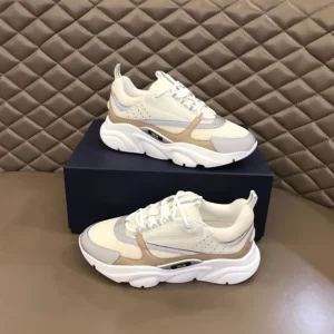 B22 SNEAKER CREAM TECHNICAL MESH WITH BEIGE AND WHITE SMOOTH CALFSKIN - CD125