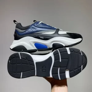 B22 SNEAKER WHITE AND GRAY TECHNICAL MESH WITH BLUE BLACK AND GRAY CALFSKIN - CD133
