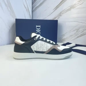 B27 LOW-TOP SNEAKER BLACK, WHITE AND BEIGE SMOOTH CALFSKIN WITH WHITE DIOR OBLIQUE GALAXY LEATHER - CDO97