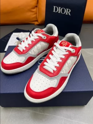 B27 LOW-TOP SNEAKER RED AND WHITE SMOOTH CALFSKIN - CDO90