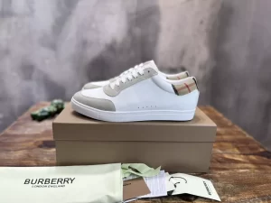 BURBERRY LEATHER, SUEDE AND VINTAGE CHECK COTTON SNEAKERS - BBR126