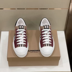 BURBERRY VINTAGE CHECK COTTON, MESH AND LEATHER SNEAKERS - BBR120