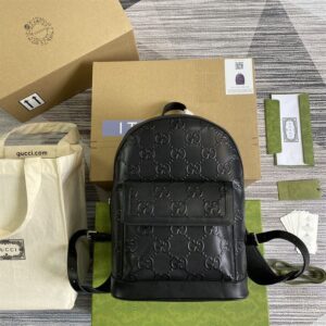GUCCI LOGO EMBOSSED PERFORATED LEATHER BACKPACK - GC53